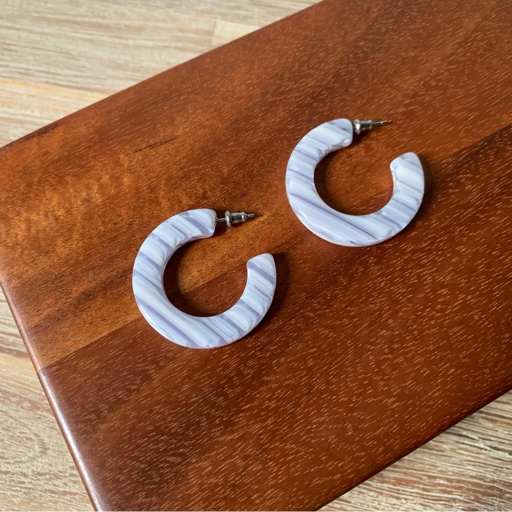 Machete Kate Hoops Italian Acetate Earrings in Riviera Stripe Blue